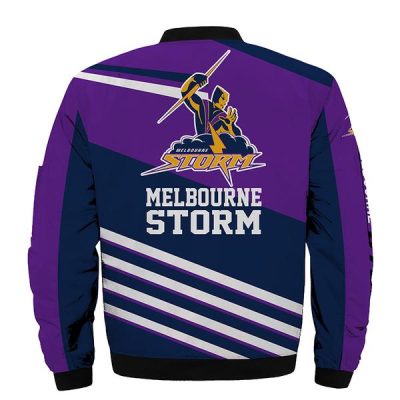 NRL Melbourne Storm Purple White Stripes Bomber Jacket