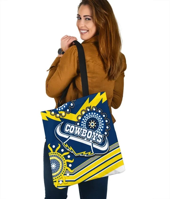 NRL North Queensland Cowboys Proud Indigenous Tote Bag NRL North Queensland Cowboys Proud Indigenous Tote Bag