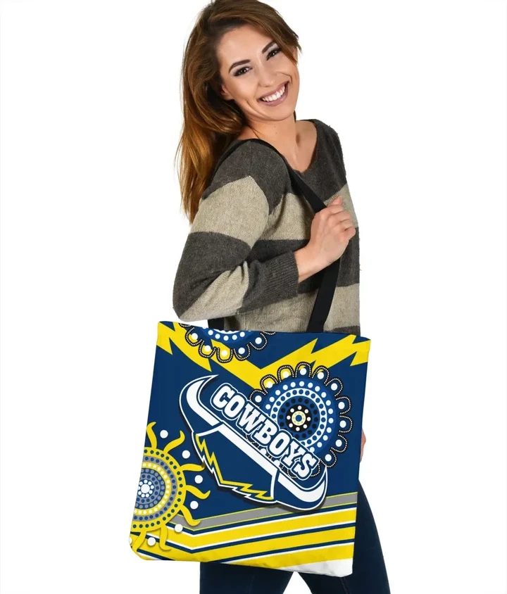 NRL North Queensland Cowboys Proud Indigenous Tote Bag NRL North Queensland Cowboys Proud Indigenous Tote Bag