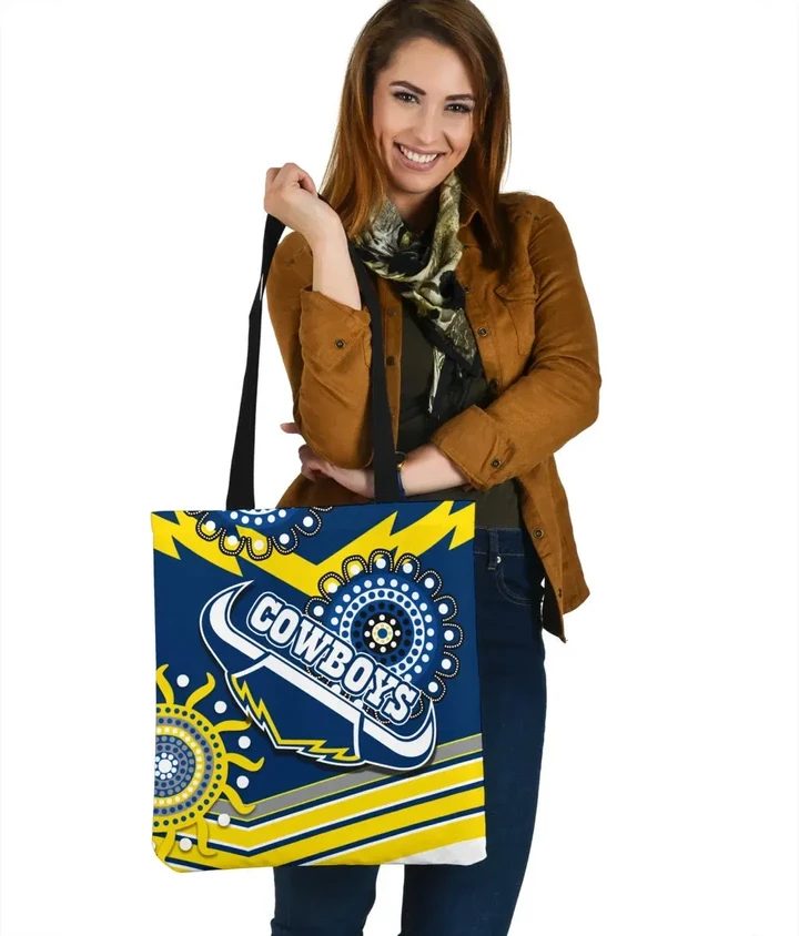 NRL North Queensland Cowboys Proud Indigenous Tote Bag NRL North Queensland Cowboys Proud Indigenous Tote Bag