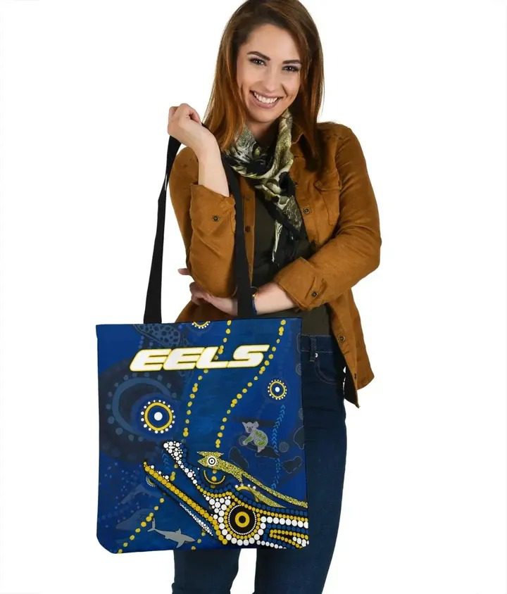 NRL Parramatta Eels Blue Indigenous Tote Bag NRL Parramatta Eels Blue Indigenous Tote Bag