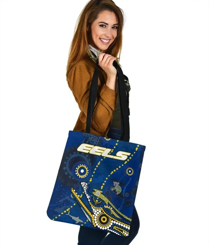NRL Parramatta Eels Blue Indigenous Tote Bag NRL Parramatta Eels Blue Indigenous Tote Bag