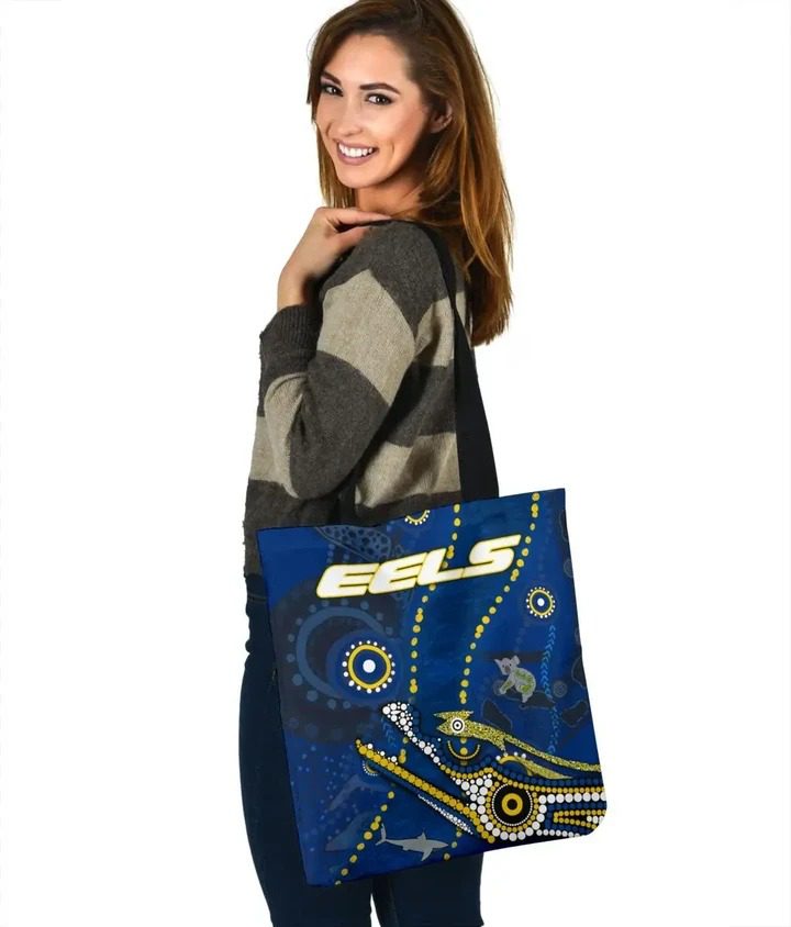 NRL Parramatta Eels Blue Indigenous Tote Bag NRL Parramatta Eels Blue Indigenous Tote Bag