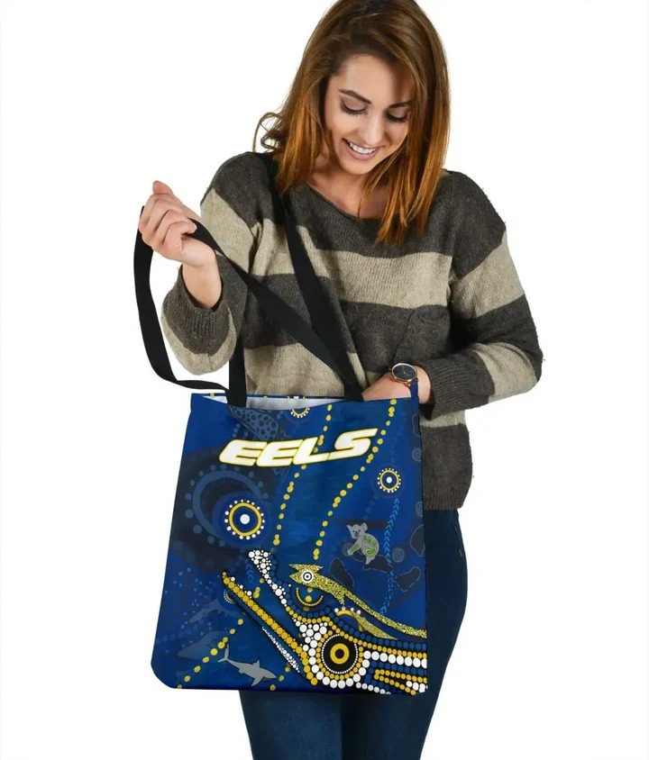 NRL Parramatta Eels Blue Indigenous Tote Bag NRL Parramatta Eels Blue Indigenous Tote Bag