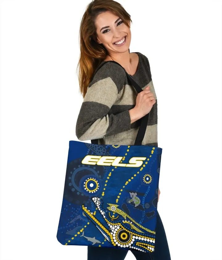 NRL Parramatta Eels Blue Indigenous Tote Bag NRL Parramatta Eels Blue Indigenous Tote Bag
