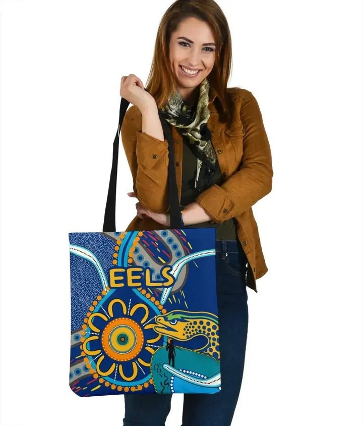 NRL Parramatta Eels Light Blue Indigenous Tote Bag NRL Parramatta Eels Light Blue Indigenous Tote Bag