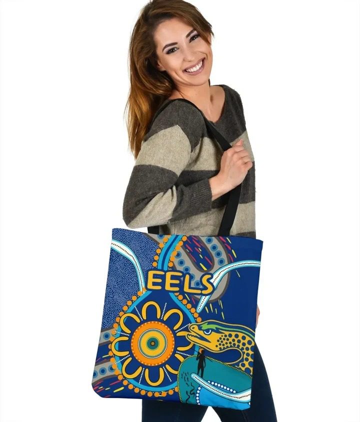 NRL Parramatta Eels Light Blue Indigenous Tote Bag NRL Parramatta Eels Light Blue Indigenous Tote Bag