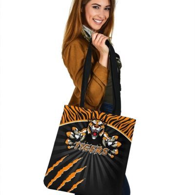 NRL Wests Tigers Black Orange Scratch Tote Bag