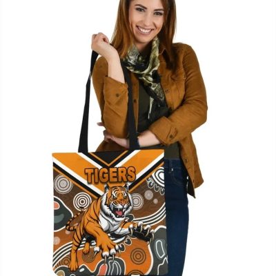 NRL Wests Tigers Orange Indigenous Tote Bag