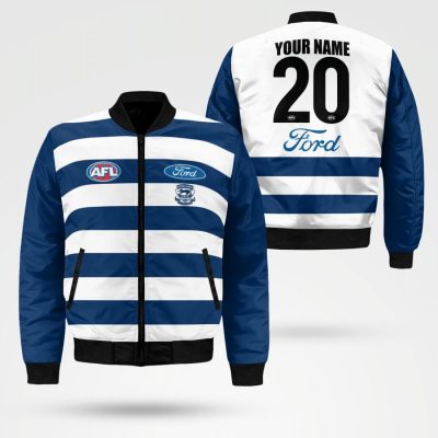 AFL Geelong Cats Custom Name Number 2021 Home Guernsey Bomber Jacket