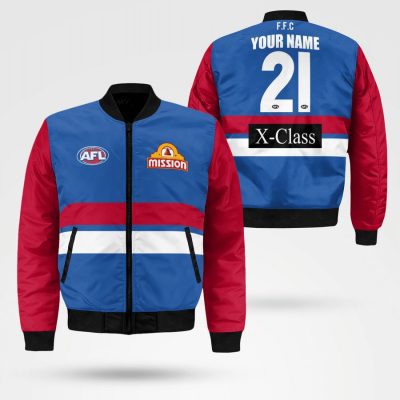 AFL Western Bulldogs Custom Name Number 2021 Home Guernsey Bomber Jacket