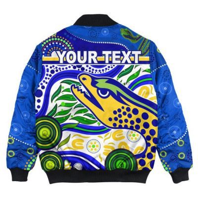 NRL Parramatta Eels Custom Text Indigenous Special Blue Bomber Jacket