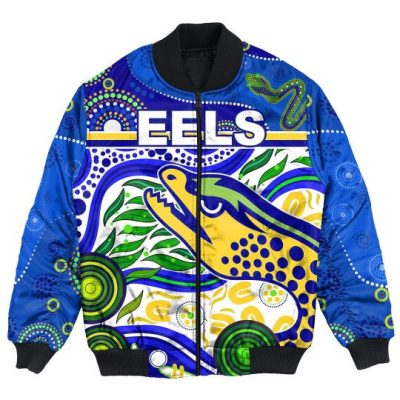 NRL Parramatta Eels Custom Text Indigenous Special Blue Bomber Jacket