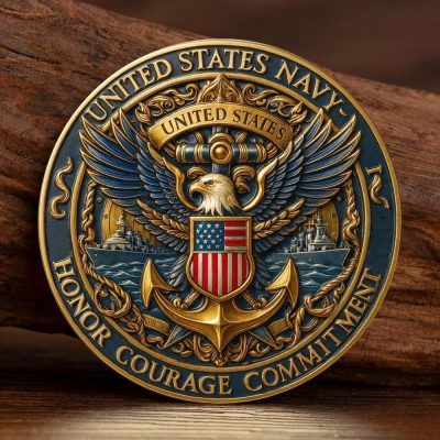 USA 250th Anniversary Commemorative Coin 1776-2026 Printed Gold Plated United States Navy Souvenir Coin Department of Navy Honor Courage Collection Coin