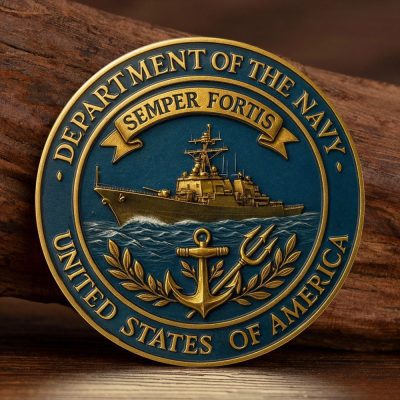 USA 250th Anniversary Commemorative Coin 1776-2026 Printed Gold Plated United States Navy Souvenir Coin Department of Navy Honor Courage Collection Coin