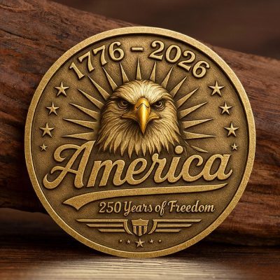 Printed Gold Plated U.S. 250th Anniversary Commemorative Coin 1776-2026 America Collection Coin
