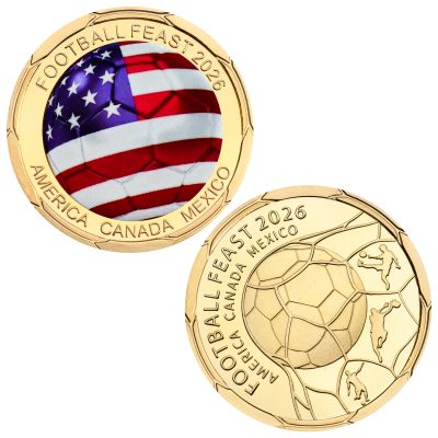 United States 2026 Football Feast Commemorative Coin World Soccer Game Challenge Coin Souvenir Holiday Birthday Gifts for Fans Collectors ﻿