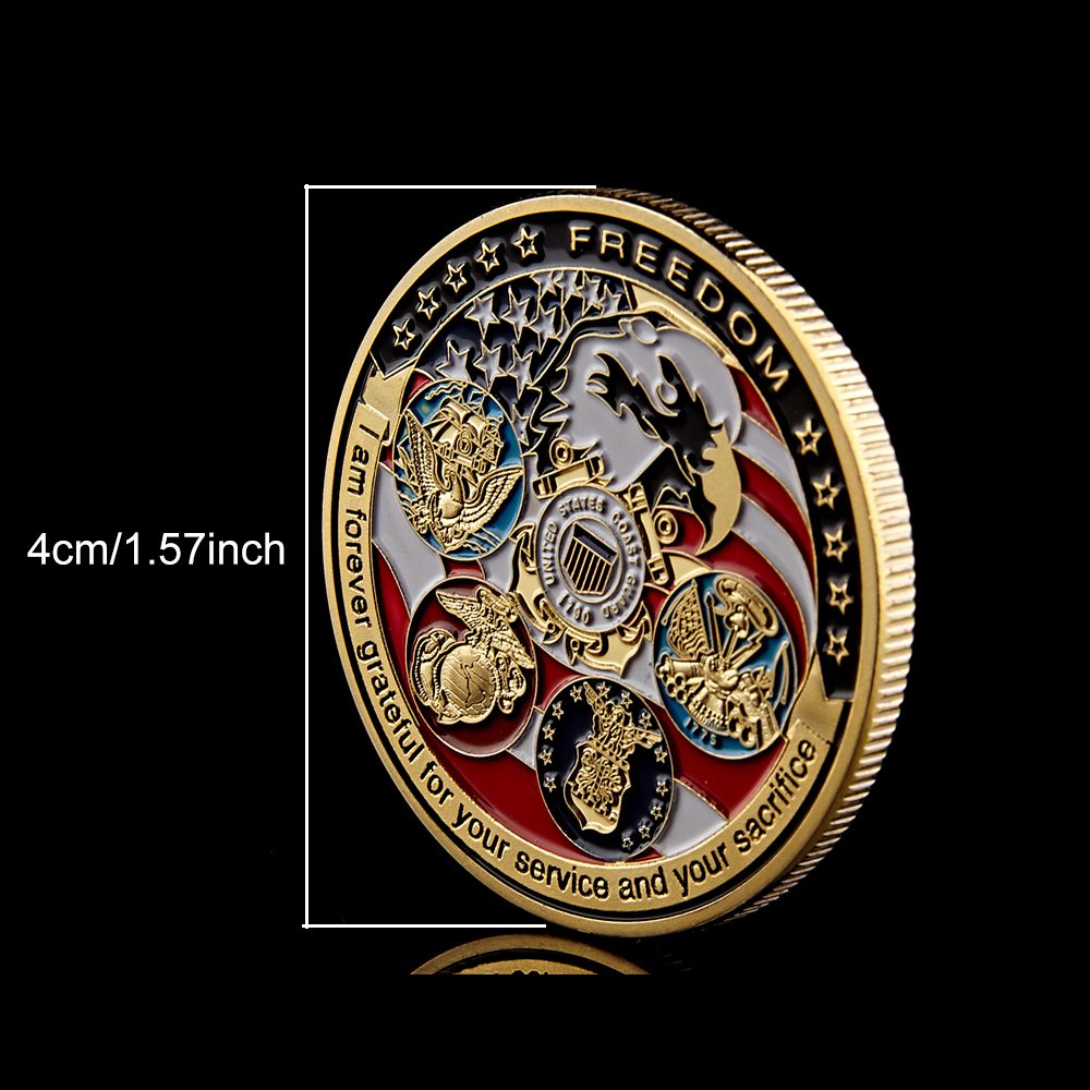 USA Navy USAF USMC Army Coast Guard Freedom Eagle Gold Plate Rare Challenge Coin Collection USA Navy USAF USMC Army Coast Guard Freedom Eagle Gold Plate Rare Challenge Coin Collection