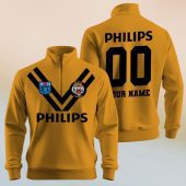 Personalize ARL/NRL Vintage Balmain Tigers 1989 Half Zip Bagless Sweatshirts