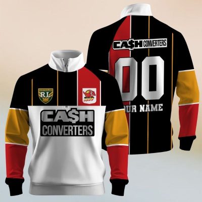 Personalize ARL/NRL Vintage Balmain Tigers 1989 Half Zip Bagless Sweatshirts