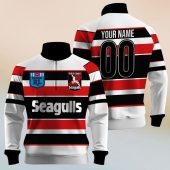 Personalize ARL/NRL Vintage Balmain Tigers 1989 Half Zip Bagless Sweatshirts