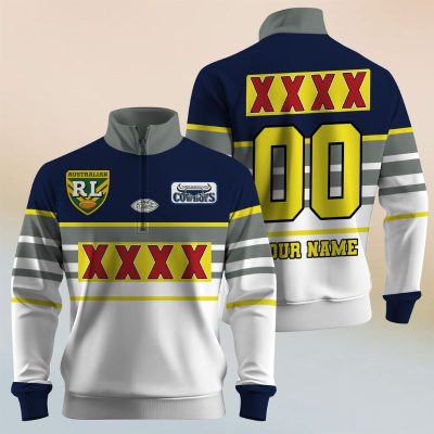 Personalize ARL/NRL Vintage North Queensland Cowboys 1995 Half Zip Bagless Sweatshirts