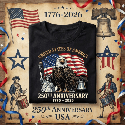250th Anniversary 1776–2026 Patriotic Eagle Independence T-Shirt