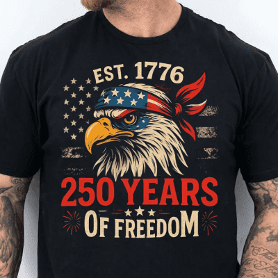 America 250th Anniversary Shirt – 250 Years of Freedom USA Tee, Vintage US Flag T-Shirt for 4th of July 2026