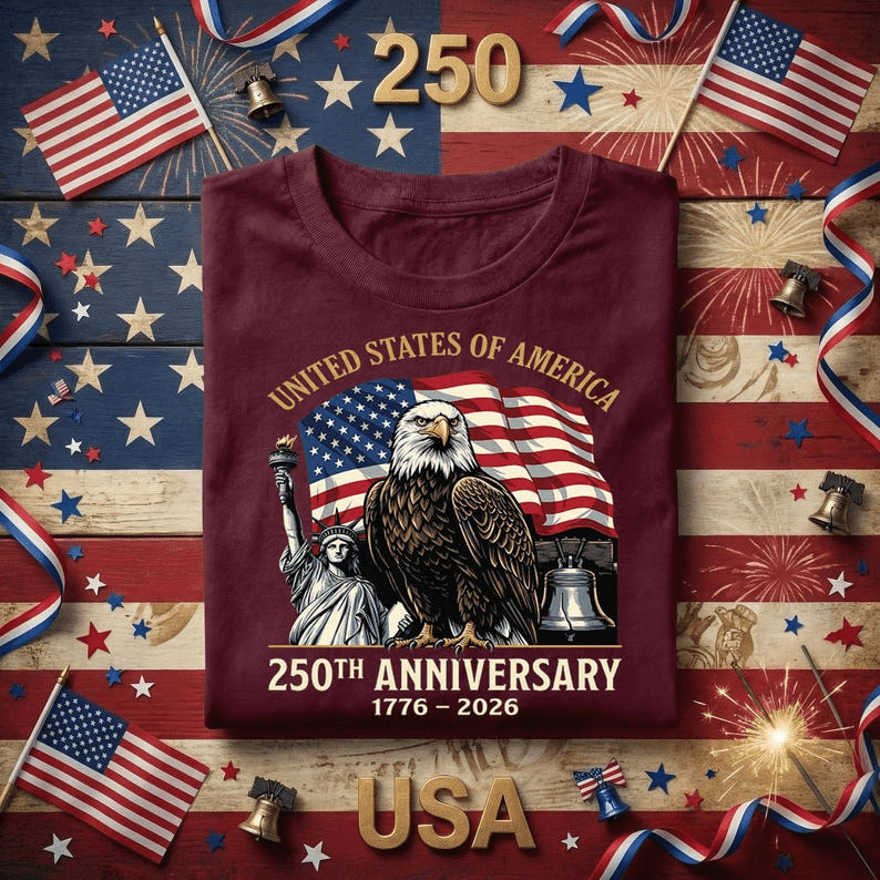 250th Anniversary 1776–2026 Patriotic Eagle Independence T-Shirt 250th Anniversary 1776–2026 Patriotic Eagle Independence T-Shirt