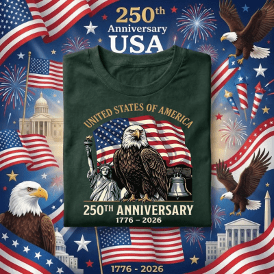 250th Anniversary 1776–2026 Patriotic Eagle Independence T-Shirt