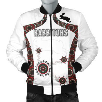NRL South Sydney Rabbitohs Indigenous White Bomber Jacket