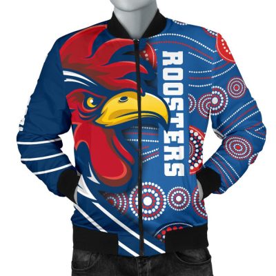 NRL Sydney Roosters Custom Name Number Three Tiles Style Bomber Jacket