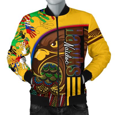 AFL Hawthorn Hawks Custom Name Number NAIDOC Week Aboriginal Version Special Bomber Jacket