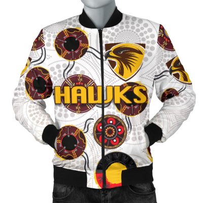 AFL Hawthorn Hawks Indigenous - White Bomber Jacket