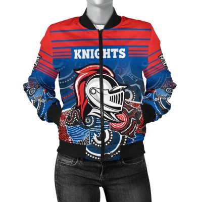 NRL Newcastle Knights Custom Name Number Aboriginal Horizontal Style Bomber Jacket