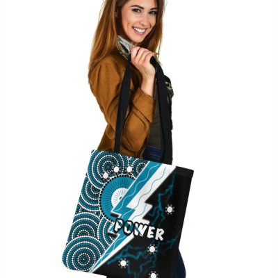 AFL Port Adelaide Indigenous Black Teal Tote Bag V2