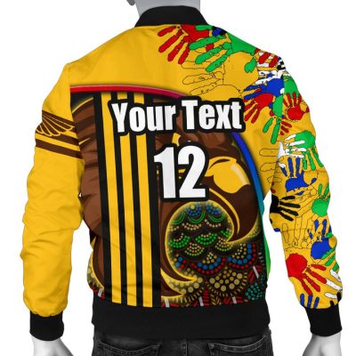 AFL Hawthorn Hawks Custom Name Number NAIDOC Week Aboriginal Version Special Bomber Jacket