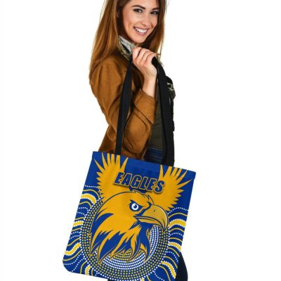 AFL West Coast Eagles Royal Blue Gold Indigenous Tote Bag