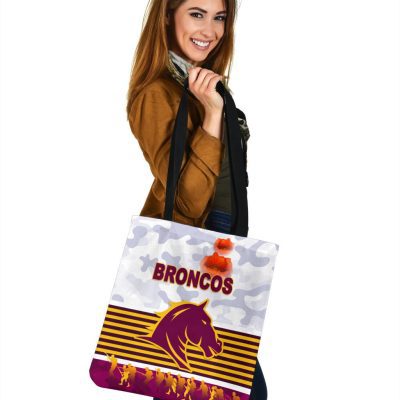 NRL Brisbane Broncos ANZAC Day Simple Style White Tote Bag