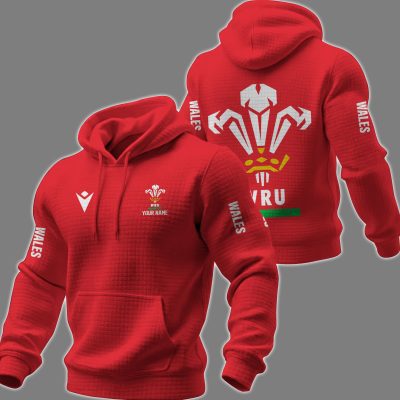 Welsh Rugby Union Waffle Hoodie – Long Sleeve Casual Pullover Sweatshirt