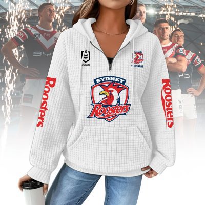 NRL Woman Waffle Knit Quarter Zip Hooded Sweatshirt - Casual Solid Long Sleeve Pullover Hoodie with Zipper 016