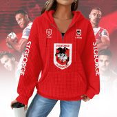 NRL Woman Waffle Knit Quarter Zip Hooded Sweatshirt - Casual Solid Long Sleeve Pullover Hoodie with Zipper 008