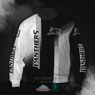 NRL Penrith Panthers Black White Bomber Jacket V14