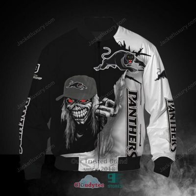 NRL Penrith Panthers Black White Iron Maiden Bomber Jacket