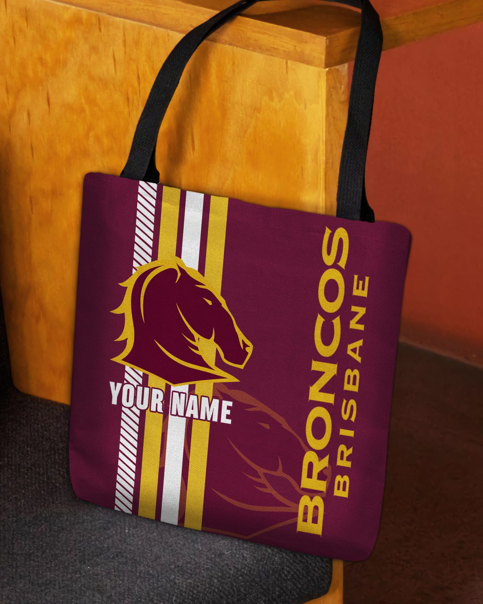 NRL Brisbane Broncos Custom Name New Edition Tote Bag NRL Brisbane Broncos Custom Name New Edition Tote Bag