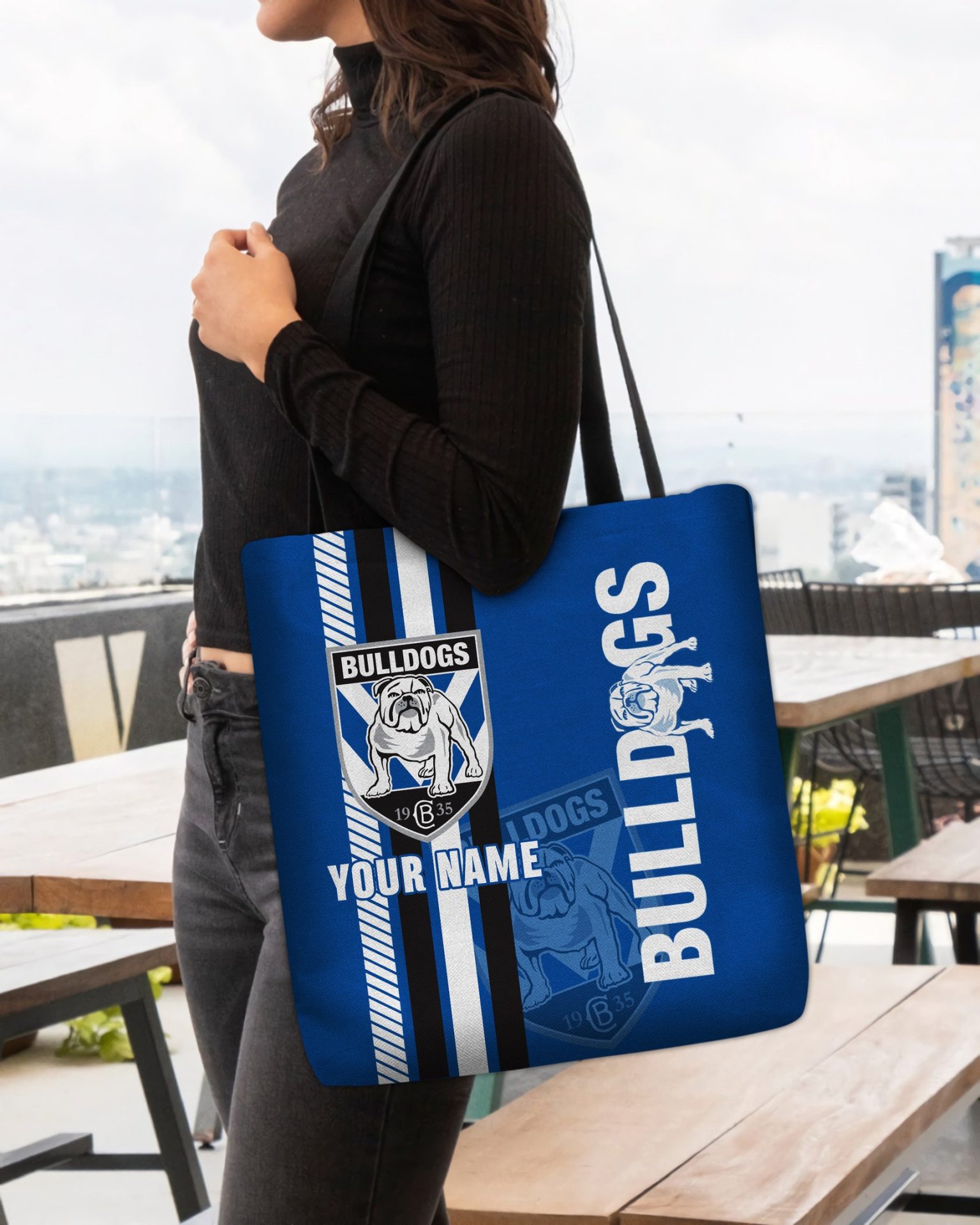 NRL Canterbury-Bankstown Bulldogs Custom Name New Edition Tote Bag NRL Canterbury-Bankstown Bulldogs Custom Name New Edition Tote Bag