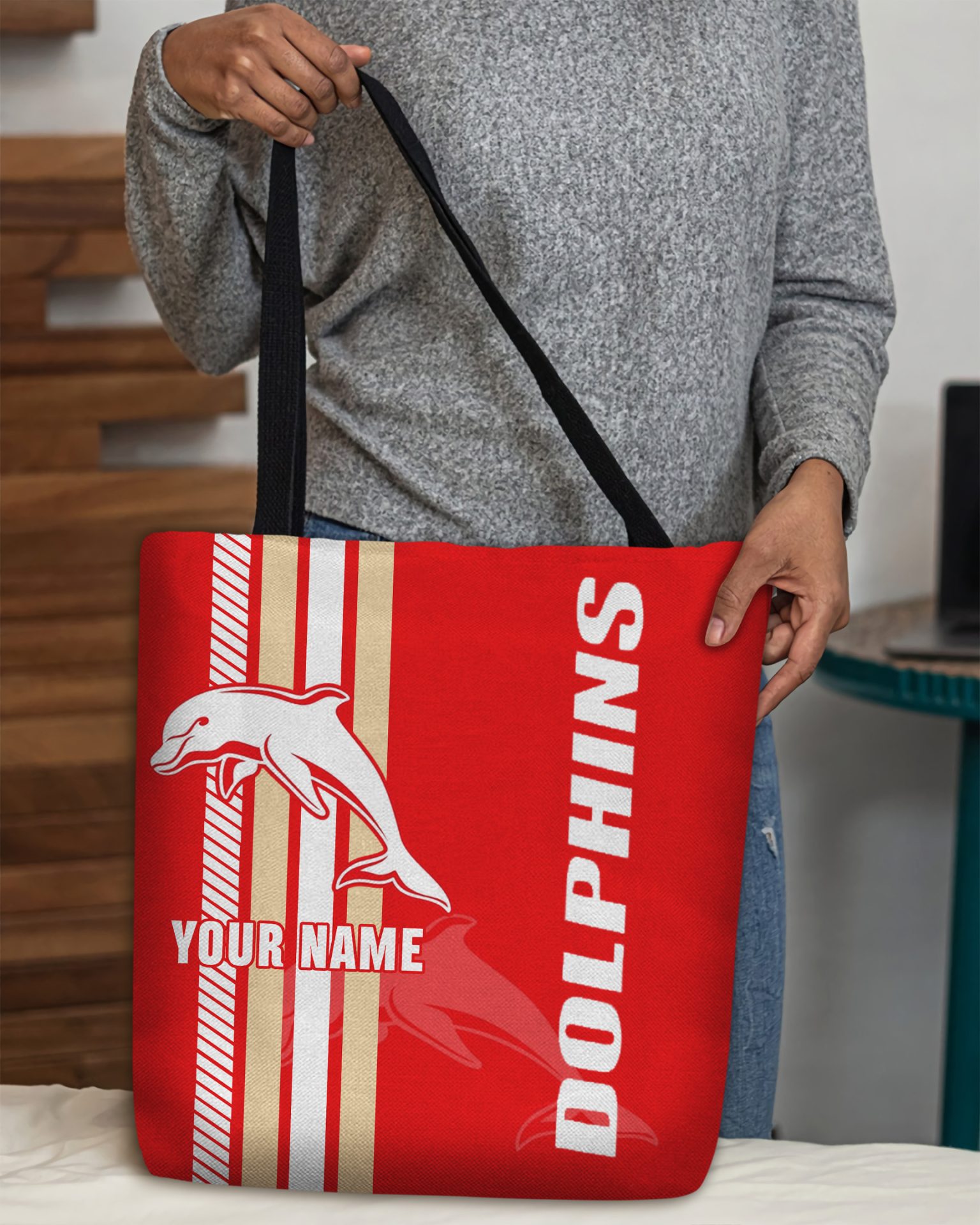 NRL Dolphins Custom Name New Edition Tote Bag NRL Dolphins Custom Name New Edition Tote Bag