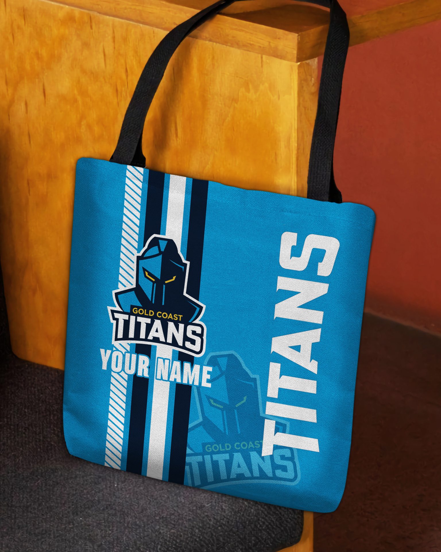NRL Gold Coast Titans Custom Name New Edition Tote Bag NRL Gold Coast Titans Custom Name New Edition Tote Bag