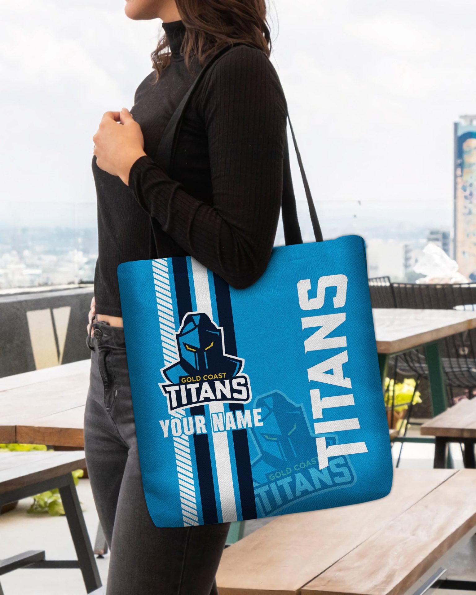 NRL Gold Coast Titans Custom Name New Edition Tote Bag NRL Gold Coast Titans Custom Name New Edition Tote Bag