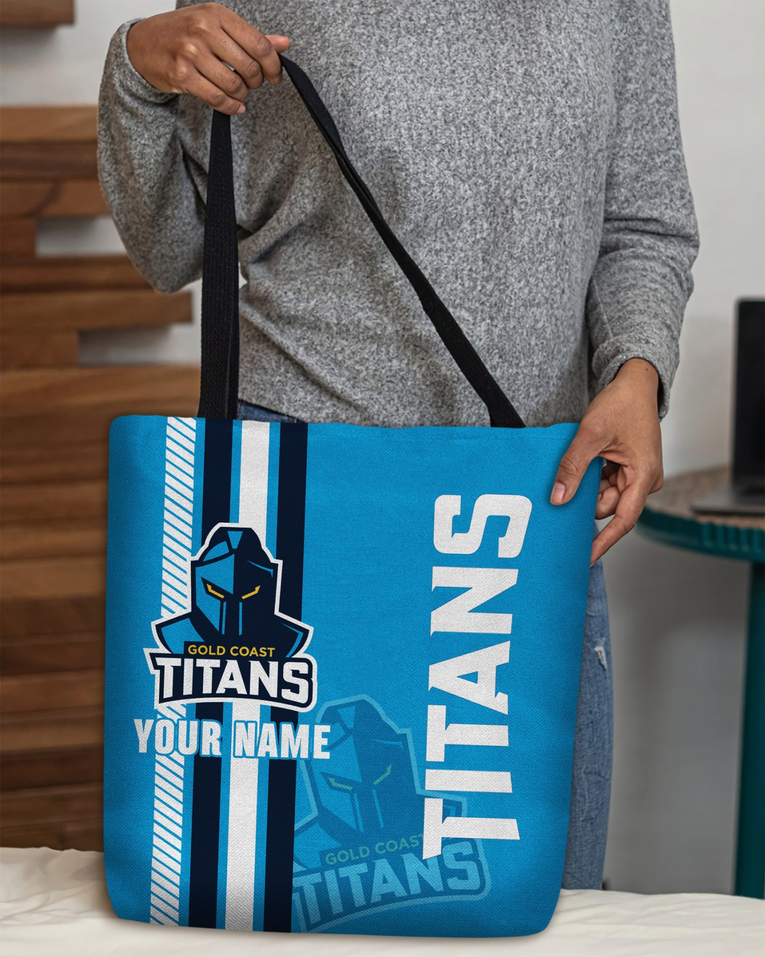 NRL Gold Coast Titans Custom Name New Edition Tote Bag NRL Gold Coast Titans Custom Name New Edition Tote Bag